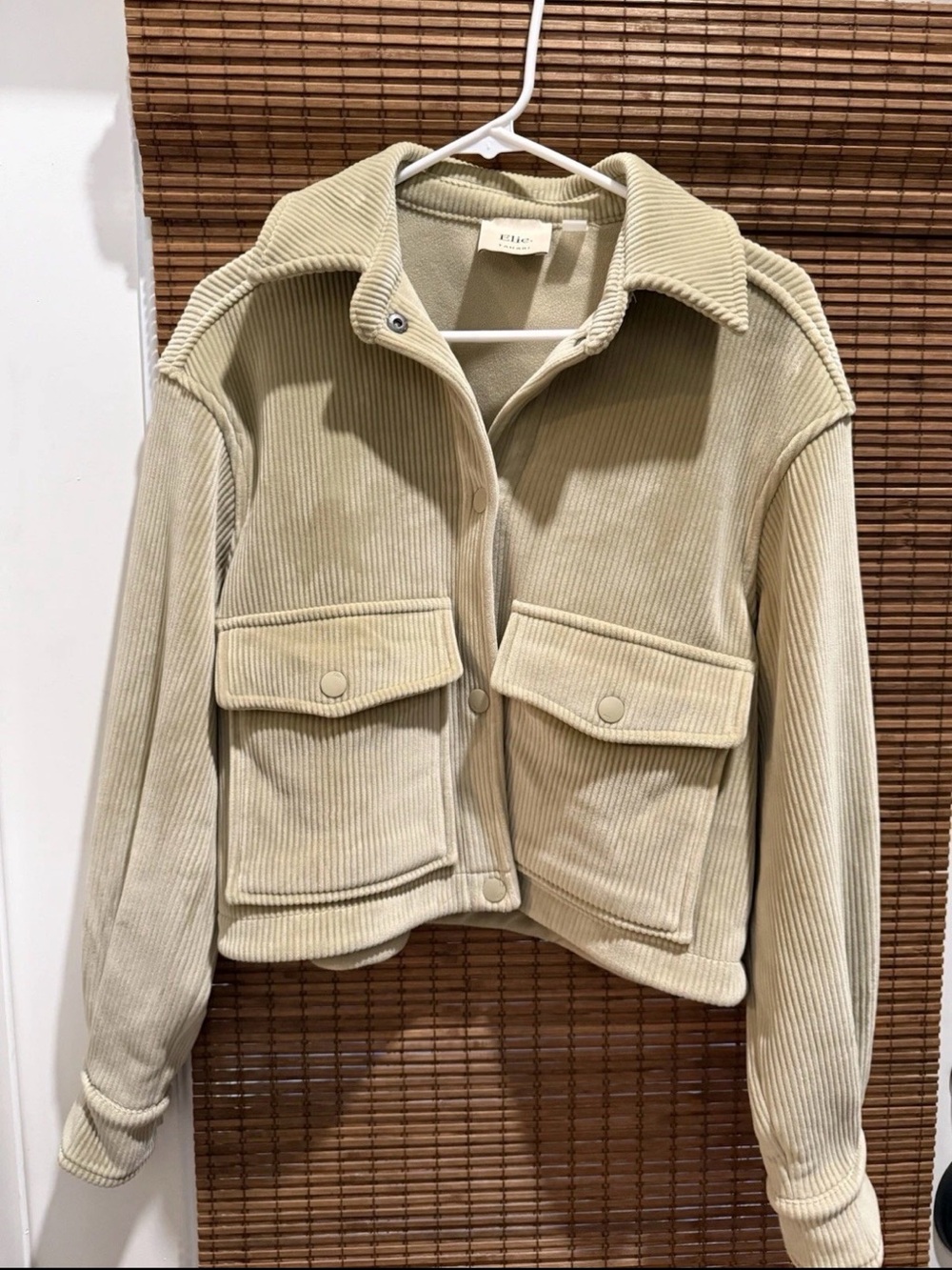 Elie Tahari Corduroy Button-Front Jacket in Light Beige